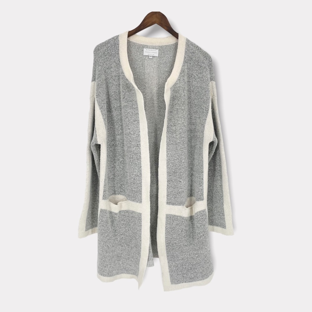 Kendall & Kylie Gray & Ivory Color Block Cardigan